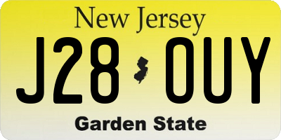 NJ license plate J28OUY