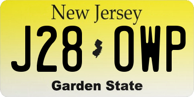 NJ license plate J28OWP