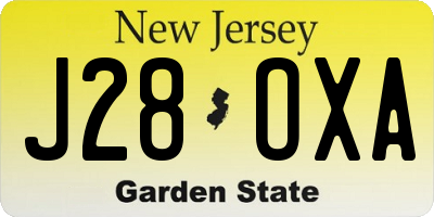 NJ license plate J28OXA
