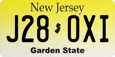 NJ license plate J28OXI