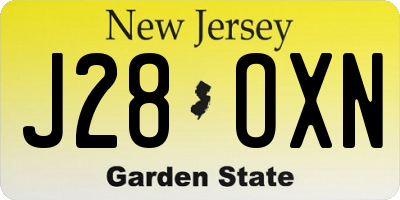 NJ license plate J28OXN