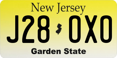NJ license plate J28OXO