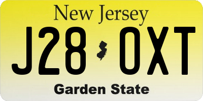 NJ license plate J28OXT