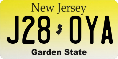 NJ license plate J28OYA