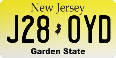 NJ license plate J28OYD