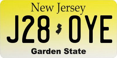NJ license plate J28OYE