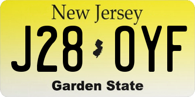 NJ license plate J28OYF