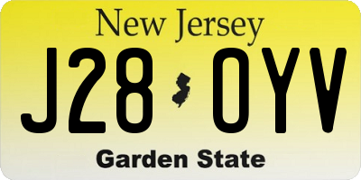 NJ license plate J28OYV