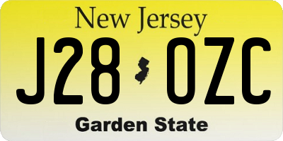 NJ license plate J28OZC