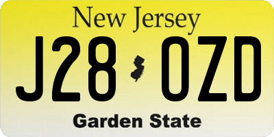 NJ license plate J28OZD