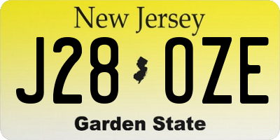 NJ license plate J28OZE