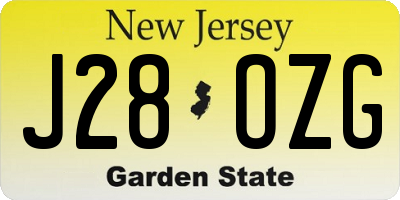 NJ license plate J28OZG