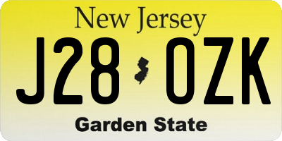 NJ license plate J28OZK
