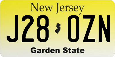 NJ license plate J28OZN