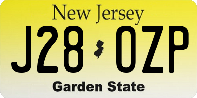 NJ license plate J28OZP