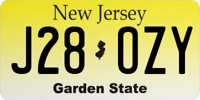 NJ license plate J28OZY