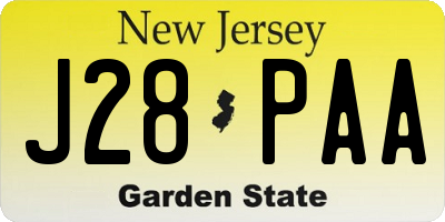 NJ license plate J28PAA