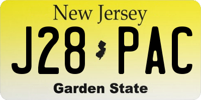 NJ license plate J28PAC