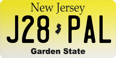 NJ license plate J28PAL