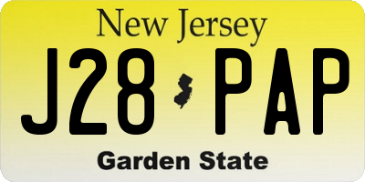 NJ license plate J28PAP