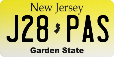 NJ license plate J28PAS