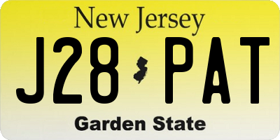 NJ license plate J28PAT