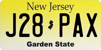 NJ license plate J28PAX