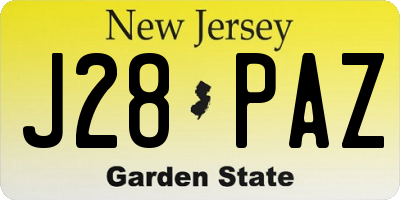NJ license plate J28PAZ