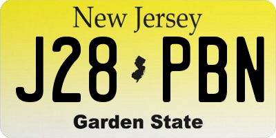 NJ license plate J28PBN