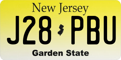 NJ license plate J28PBU