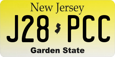NJ license plate J28PCC
