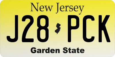 NJ license plate J28PCK