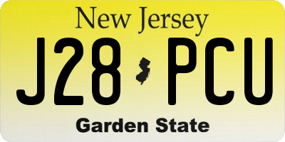 NJ license plate J28PCU
