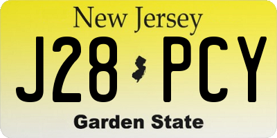 NJ license plate J28PCY