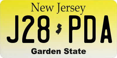 NJ license plate J28PDA