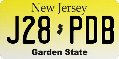 NJ license plate J28PDB