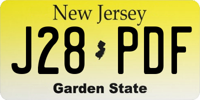 NJ license plate J28PDF