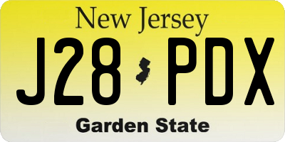 NJ license plate J28PDX
