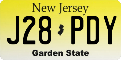 NJ license plate J28PDY