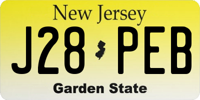 NJ license plate J28PEB