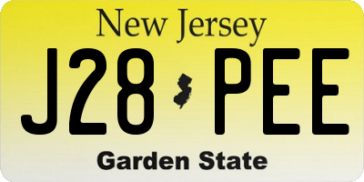 NJ license plate J28PEE