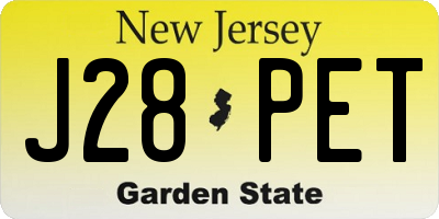 NJ license plate J28PET
