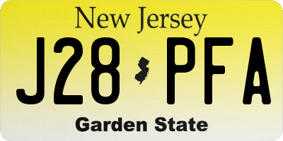 NJ license plate J28PFA
