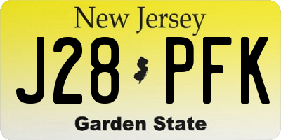 NJ license plate J28PFK
