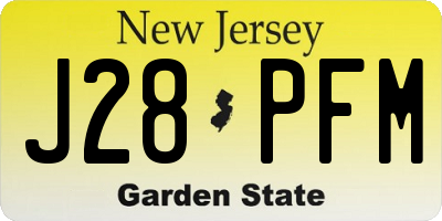 NJ license plate J28PFM