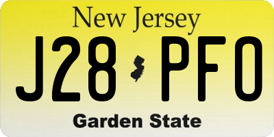 NJ license plate J28PFO
