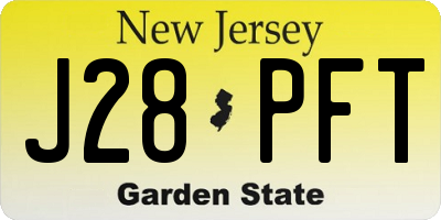 NJ license plate J28PFT