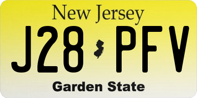 NJ license plate J28PFV