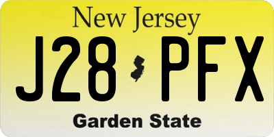 NJ license plate J28PFX