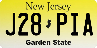 NJ license plate J28PIA